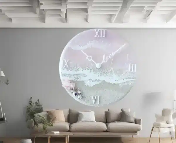 Stunning White Ocean Resin Wall Clock - Perfect Coastal Decor for Couples - Image 2