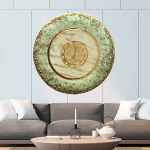 Crystal Golden Resin Wall Clock