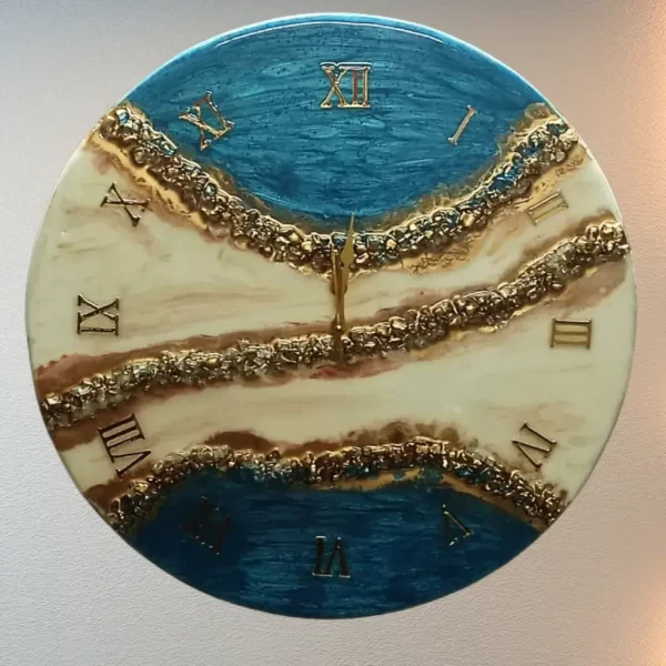 Elevate Your Decor with the Blue White Resin Wall Clock