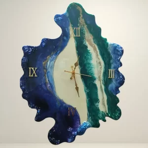 Zigzag blue resin wall clock