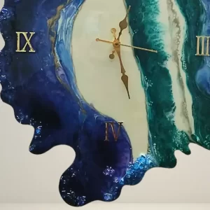 Zigzag blue resin wall clock