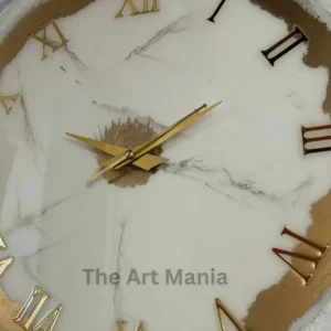 White Golden Circle Resin Wall Clock