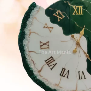 White Green Trio Resin Wall Clock
